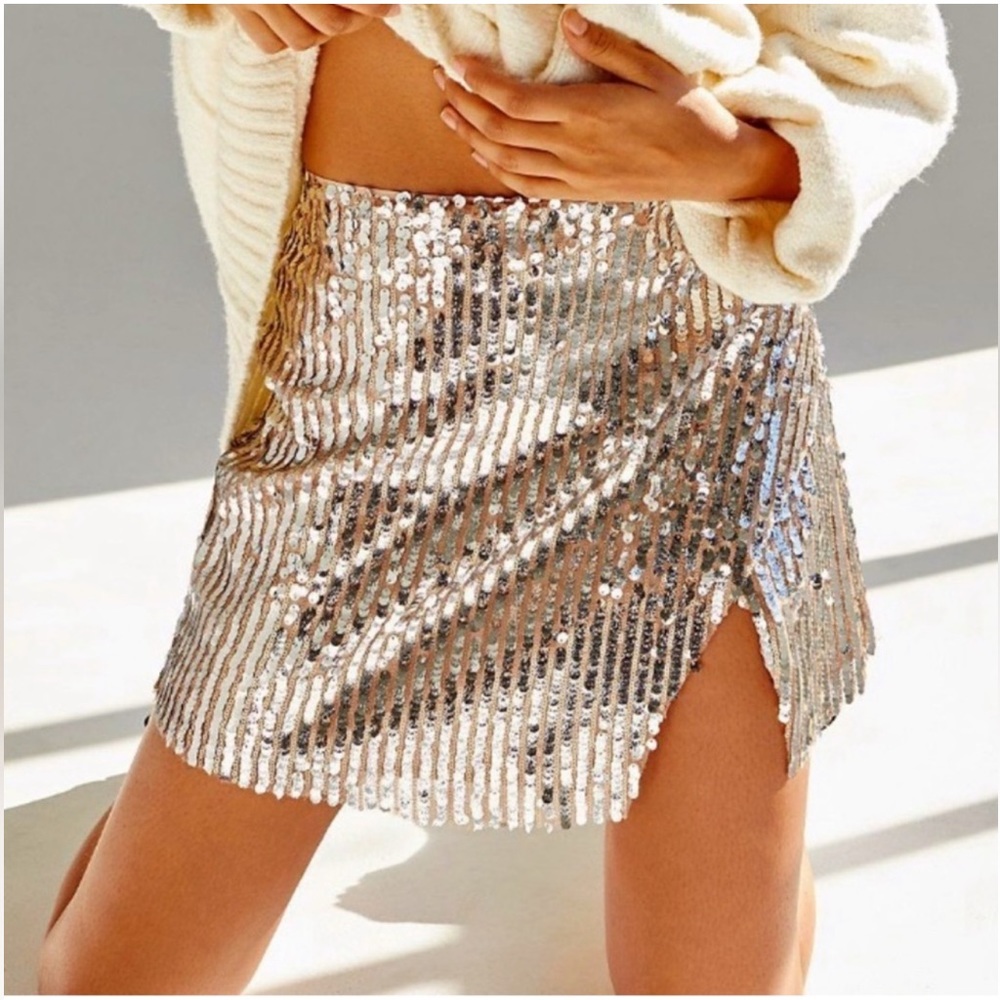 Free People Sequin Glowin In The Dark Mini Skirt